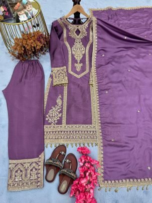 Launching New Onion Pink Chinon Silk Top Plazzo Set