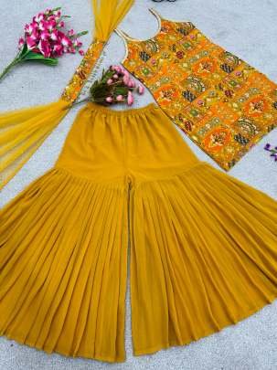 Launching New Party Wear Look Fancy Fully Stitched Sharara Suit