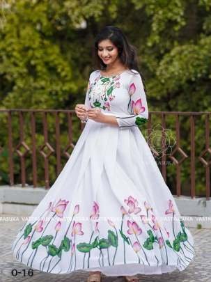 Launching Our New Designer Printed White Anarkali Gown