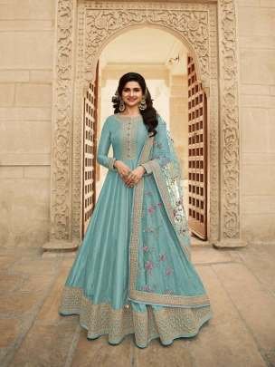 Launching Silk Sky Blue Gowns With Net Dupatta