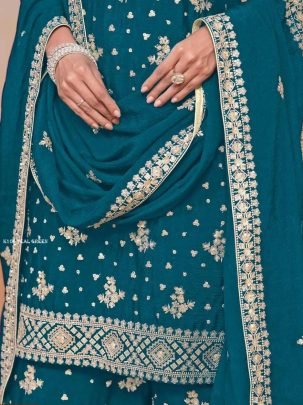 Launching Teal Green Sharara Set With Full Flair