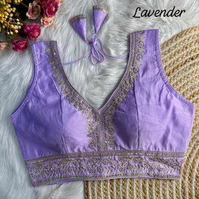 Lavender Beautiful Embroidery Work Bridal Readymade Blouse