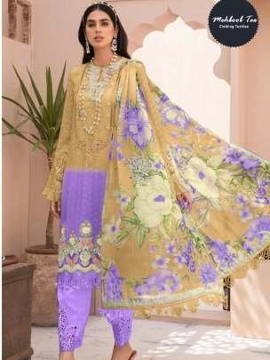Lavender Colour Printed  Unstitched Pakistani Suit