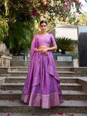 Lavender Designer Lehenga Choli Set  Wedding   Festive Wear