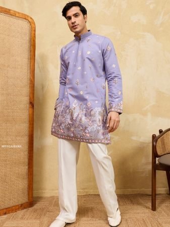Lavender Exclusive Festive Viscose Silk Kurta