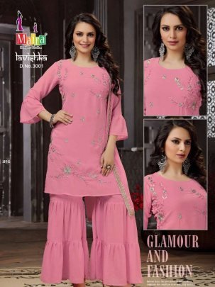 Lavishka Vol 3 By Maira Brand Georgette Fancy Sequence Work Kurti With Sharara 