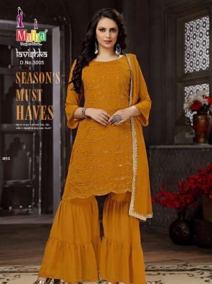 Lavishka Vol 3 By Maira Brand Georgette Fancy Sequence Work Kurti With Sharara