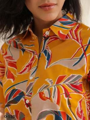 Leaves Design Mustard Cotton Co ord Set