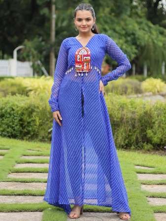 Leheriya Print Blue Colour Navratri Kurti