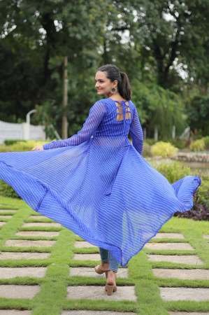 Leheriya Print Blue Colour Navratri Kurti