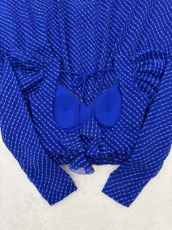 Leheriya Printed Empire Blue Navrtri Gown