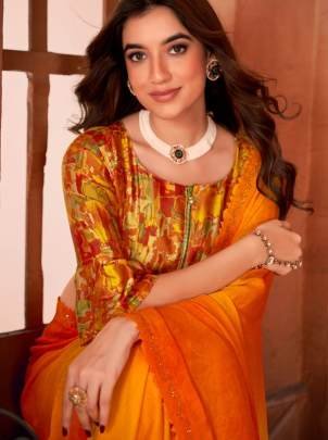 lemon hand print saree with siroski border stavan