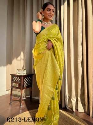 Lemon Luxury Look Pure Banarasi Soft Silk Saree
