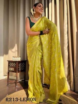 Lemon Luxury Look Pure Banarasi Soft Silk Saree