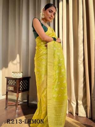 Lemon Luxury Look Pure Banarasi Soft Silk Saree