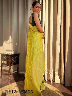 Lemon Luxury Look Pure Banarasi Soft Silk Saree