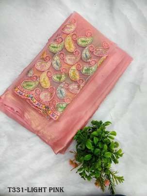 Light Pink Chiffon Saree With Blouse For Wedding Wear