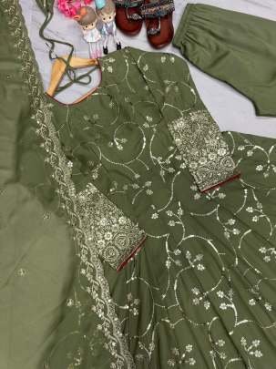 Light Pista Gorgeous Festival Wear Georgette Anarkali Gown
