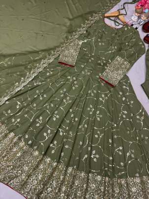 Light Pista Gorgeous Festival Wear Georgette Anarkali Gown