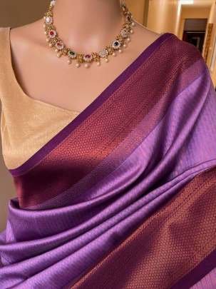 Light Purple Beautiful Festival Wear Soft Lichi Silk Saree