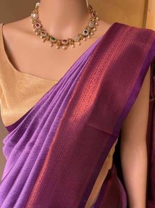 Light Purple Beautiful Festival Wear Soft Lichi Silk Saree