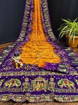 Light Wait Bandhej  silk Two Color Saree