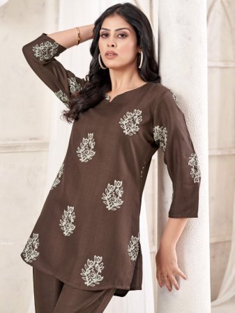 Lightweight Chiku Cord Set With Beautiful Embroidery