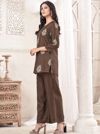 Lightweight Chiku Cord Set With Beautiful Embroidery