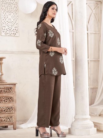 Lightweight Chiku Cord Set With Beautiful Embroidery