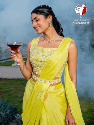 Lime Color Indo Western Dresses By Anju Fashion