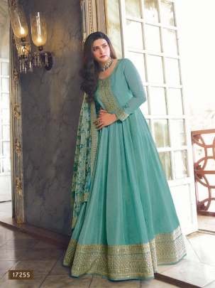 Long Dola Silk Anarkali Rama Salwar Suit