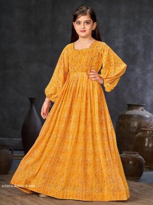 Lucaya Jenny V 2 Muster Kids Girls Printed Anarkali Western Gown