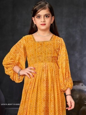 Lucaya Jenny V 2 Muster Kids Girls Printed Anarkali Western Gown
