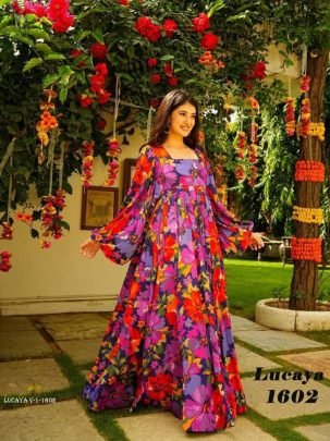 LUCAYA Satragi Digital Printed Heavy Georgette Western Gown