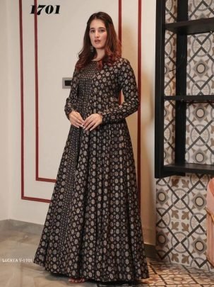 LUCAYA V 1701 Digital Printed Pure Maslin Silk Shrug Gown