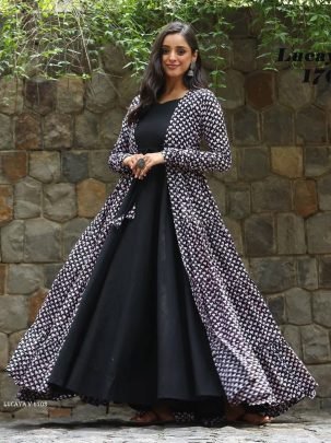 LUCAYA V 1703 Heavy Faux Georgette Silk Shrug Gown