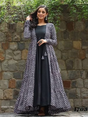 LUCAYA V 1703 Heavy Faux Georgette Silk Shrug Gown