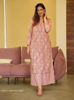 lucaya vol 12  beautiful print readymade straight kurti with bottom collection