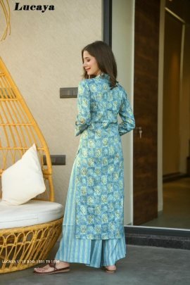 lucaya vol 12  beautiful print readymade straight kurti with bottom collection