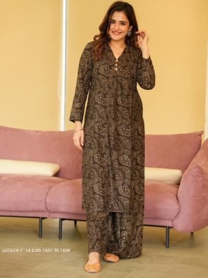 lucaya vol 12  beautiful print readymade straight kurti with bottom collection
