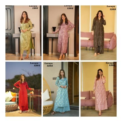 lucaya vol 12  beautiful print readymade straight kurti with bottom collection