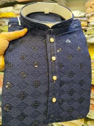 Lucknowi and Sequence Work Rayon Kurta And Pyjama