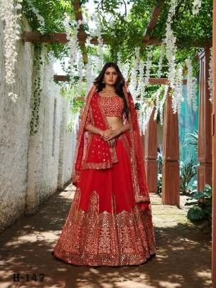 Lunching Georgette Bridal Lehenga Choli With Embroidery Work
