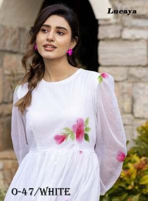 Luxurious Feel Digital Printed White Short Dress