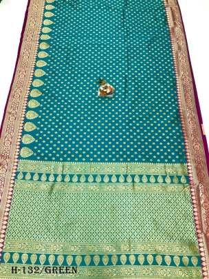 Luxurious Banarasi  Lichi Silk Green Saree