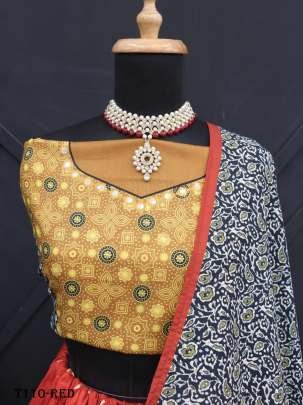 Luxurious Offer Collection Red Muslin Cotton Lehenga Choli