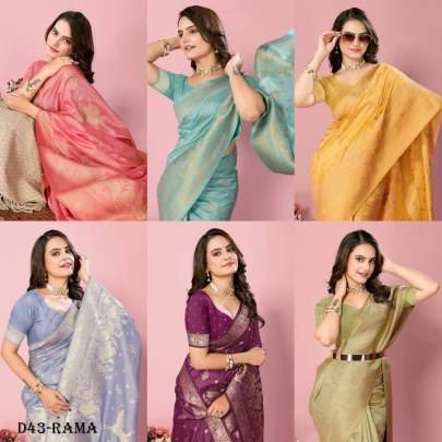 Luxurious Soft Dola Silk Rama Color Saree with Ornate Design