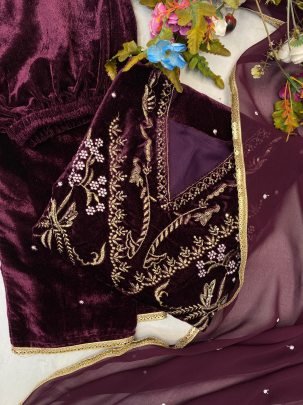 Luxurious Velvet Winter Elegance Designer Suit Set