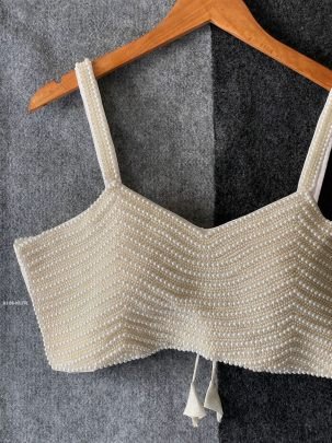 Luxury White Pearl Work Party Wear Designer Blouse