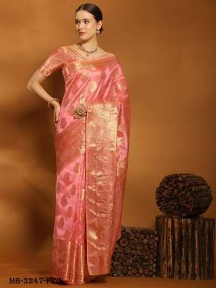 Madhushree 3 Pink Organza Silk Saree With Rich Pallu